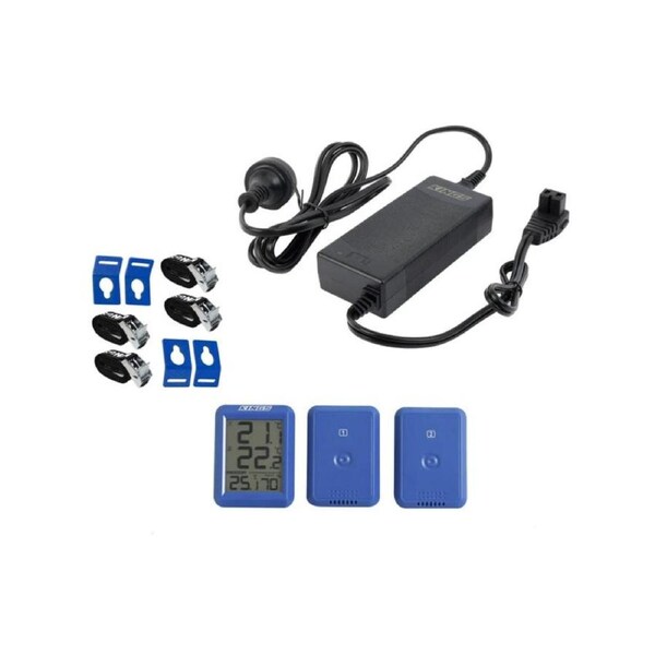 Kings AC To 12V Fridge Adaptor + Dual Zone Thermometer + Fridge Tie Down Kit 4Pack