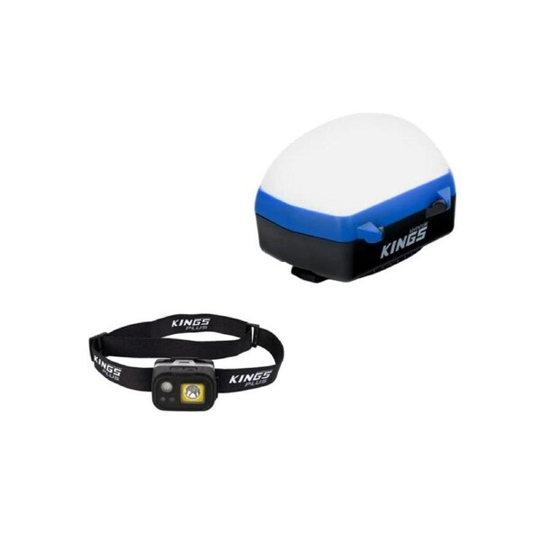 Kings Lithium Rechargeable LED Camp Lantern + Plus Lithium LED Headtorch