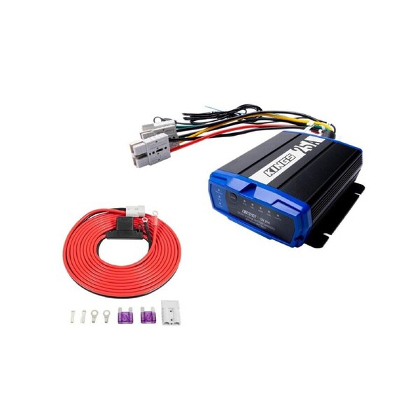Adventure Kings 25A DC-DC Charger MPPT Solar Regulator- Lithium Compatible - 12/24V Input - IP66 + 25A Wiring Kit 6m 8mmsq 8 AWG