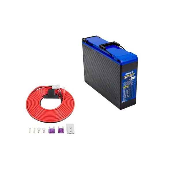 Kings 100AH Slimline Lithium Battery + 25A Wiring Kit For DC chargers and Trailers