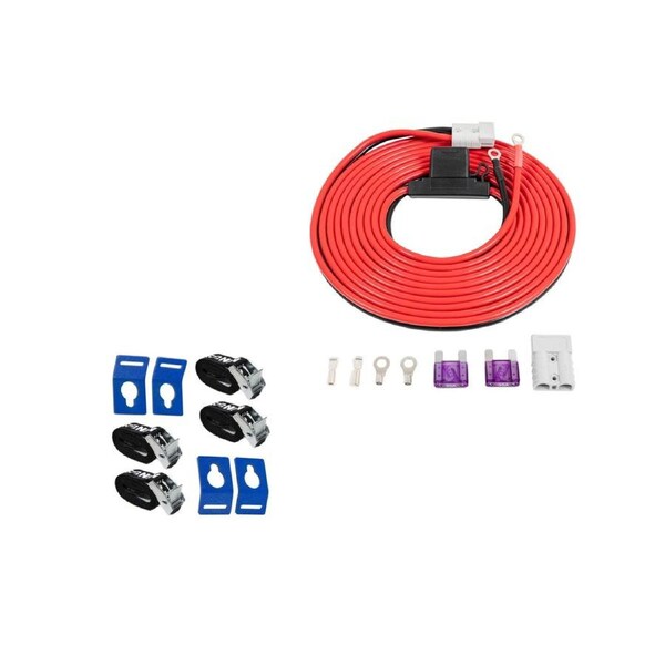 Kings 25A Wiring Kit + Fridge Tie Down Straps - (4 Pack)