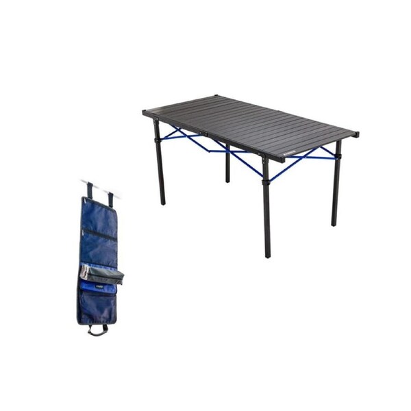 Kings Large Aluminium Roll Up Camping Table + Hanging Camp Caddy