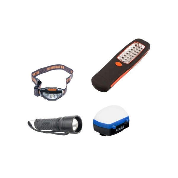 Kings LED Work Light + LED Head Torch + Mini LED Torch + Rechargeable LED Lantern
