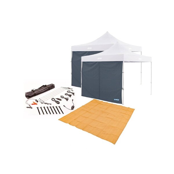 2x Gazebo Wall + 4 Bar LED Camp Light Kit + Mesh Flooring - 3 x 3m