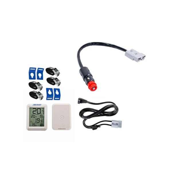 Kings Quick-Connect to Cigarette Plug Adapter + 1.8m Fridge Cable + Fridge Tie Down Straps - (4 Pack) + Wireless Fridge Thermometer