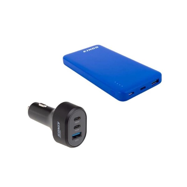 Kings 10,000mAh Lithium Portable Power Bank + 85W USB Car Charger - 12V & 24V
