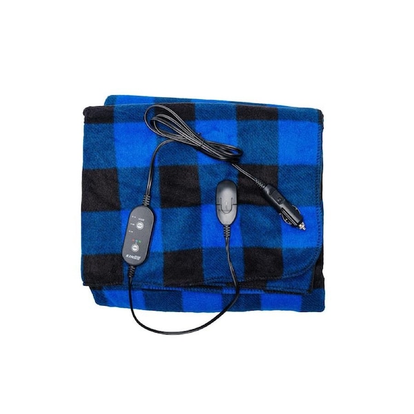 Kings 12V Heated Blanket - 140cm x 100cm - Adjustable Power & Timer - Machine Washable - 1.5m 12v Power Cord