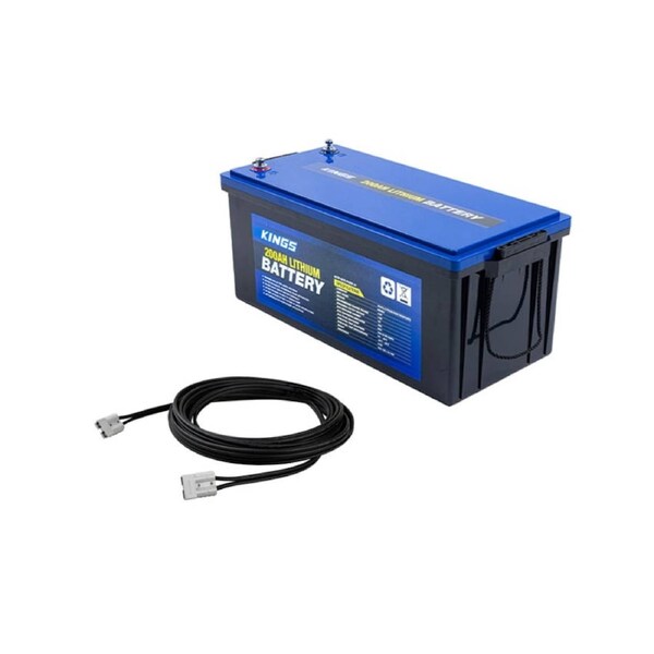 Kings 12V 200Ah Lithium Battery LiFePO4 + Solar Extension Lead - 12 Metre