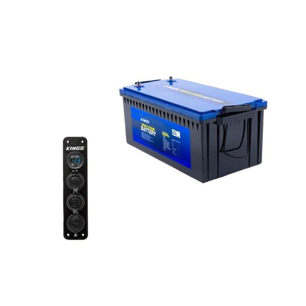 Adventure Kings 300Ah Lithium LiFePO4 Battery Prismatic Cell + 12V Accessory Panel