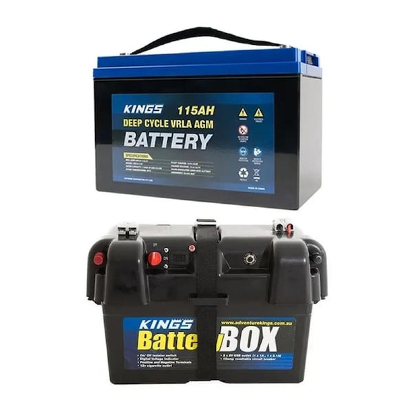 Adventure Kings 115AH Deep Cycle Battery + Battery Box