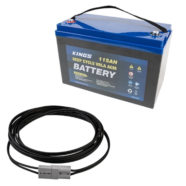 Adventure Kings 115AH Deep Cycle Battery + 6m Solar Extension Lead