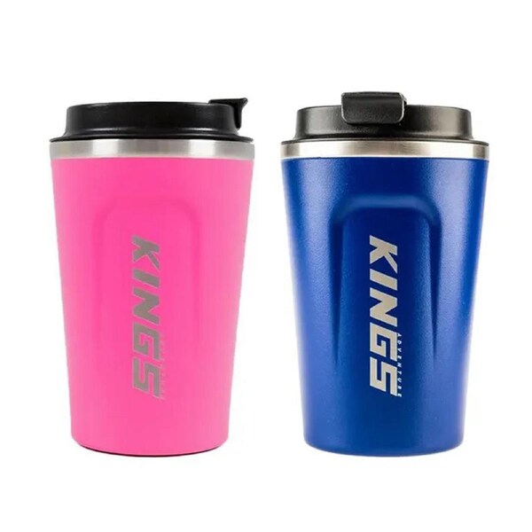 1 Pink and 1 Blue Coffee Cup Vacuum Travel Mug Insulated Stainless Steel For Hot & Cold Drinks