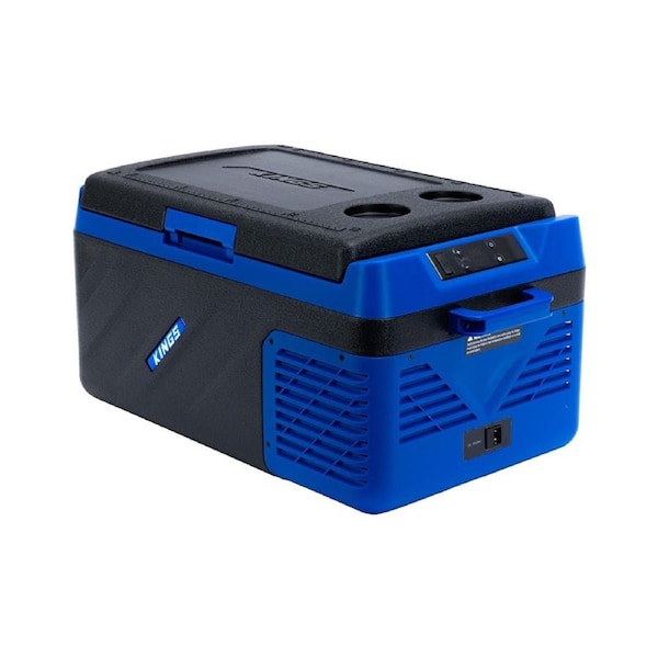 Kings Escape 20 Portable Camping Fridge / Freezer - 12V & 24V - Fits 30 Cans - Digital LED Display - Reversible Lid
