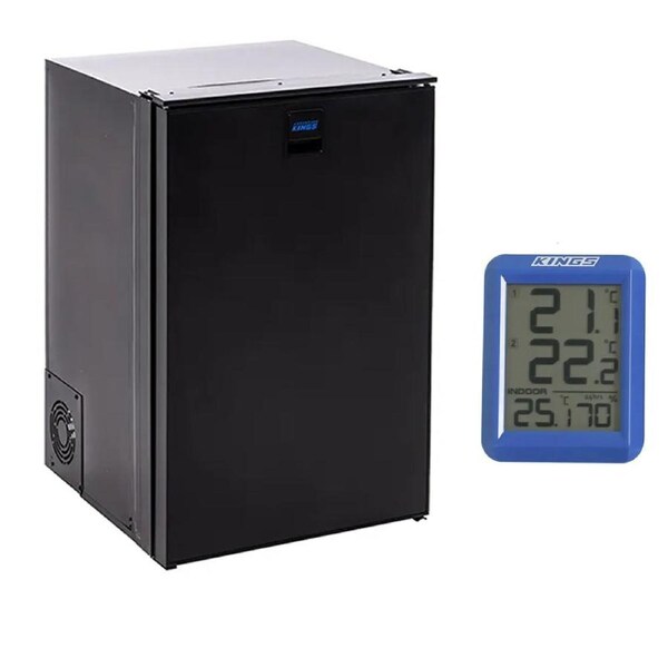 Kings Stayzcool 110L Upright Fridge Freezer -12V/24V - Reversible Door - Ute caravan boats camping picnic + Dual Zone Thermometer