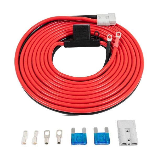 Kings 50A Wiring Kit - For DC Chargers + Trailers - Quick-Connect Anderson-Style Plugs - Inc Terminals + Fuses