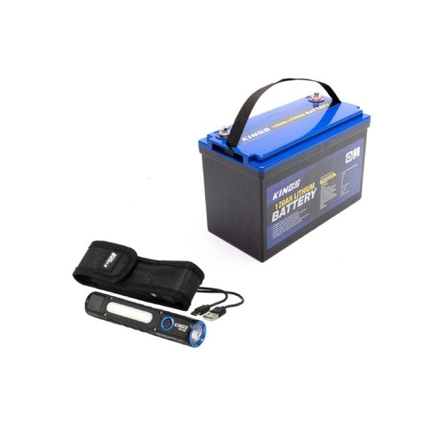 Adventure Kings 120Ah Lithium Battery Prismatic Cells LiFePO4 + Lithium Rechargeable Torch