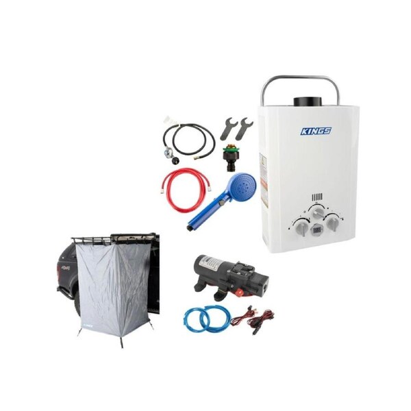 Kings Gas Hot Water System With Pump + Awning Shower Tent