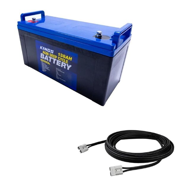 Adventure Kings 12 V 138Ah AGM Deep-Cycle Battery Maintenance free + Solar Extension Lead - 12 Metre