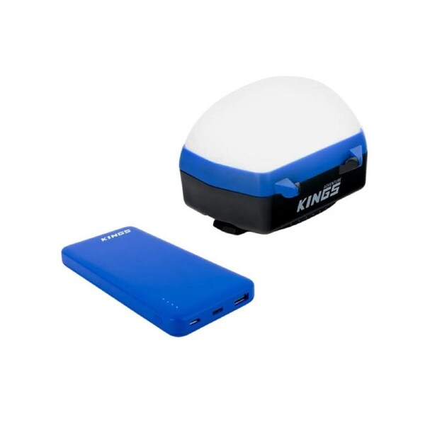 Kings LED Rechargeable Camp Lantern + Blue 10,000mAh Lithium Portable Power Bank