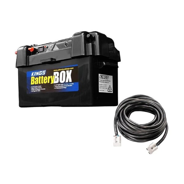 Adventure Kings Maxi AGM Battery Box USB Cig + 12m Solar Panel Extension Lead