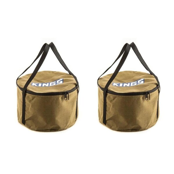 Adventure Kings Round Camp Oven 400GSM Canvas Bag Heavy Duty Reinforced Handles Fold 21 litres