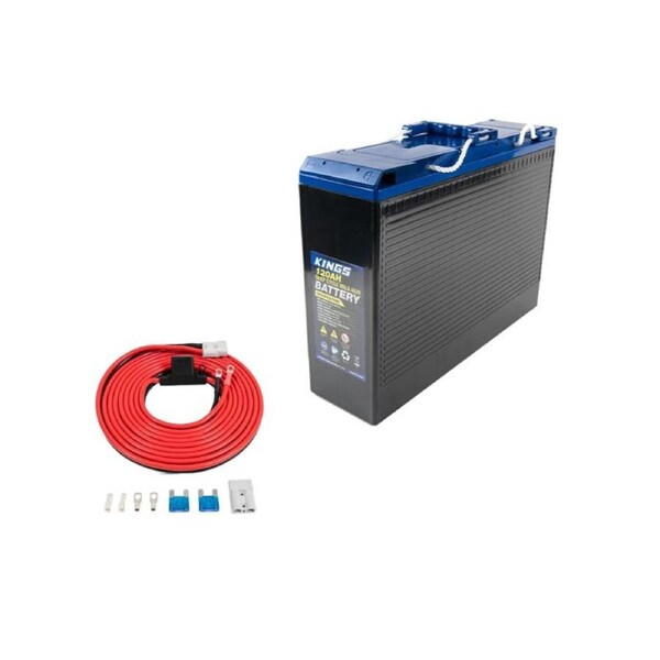 Kings 120Ah Slim AGM Battery + 6m 50A Wiring Kit 6 AWG