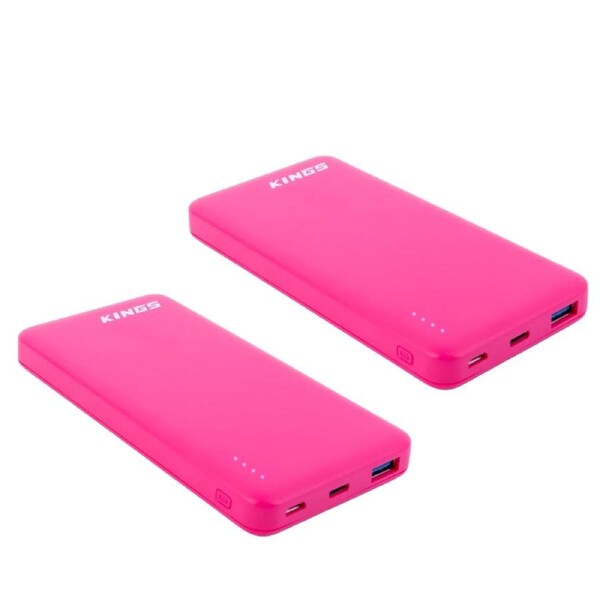 Kings 2 x Lithium Power Bank 10000mAh Pink
