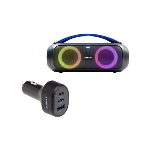 Kings Bluetooth Boom Box + 85W USB Car Charger Fast Charge - 12V & 24V