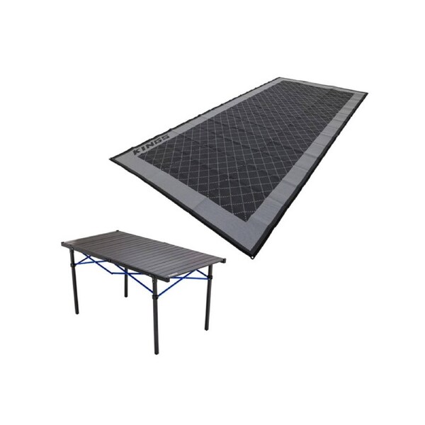Caravan Floor Mat 5m x 2.4m+ Aluminium Roll Up Camping Table Large 50kg rating