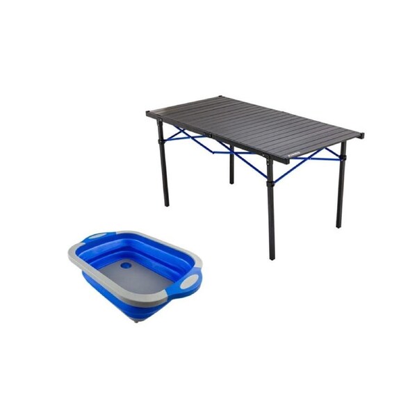 Large Aluminium Roll Up Camping Table + Collapsible Sink