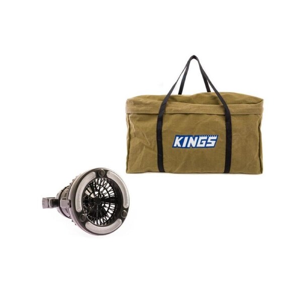 Adventure Kings Campfire BBQ Canvas Bag + Portable 2in1 Camping LED Light & Fan