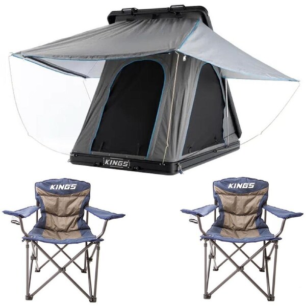 KINGS Grand Tourer MkIII Aluminium Roof Top Tent + 2 Throne Camping Picnic Chair
