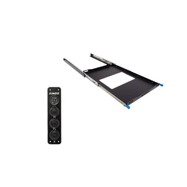 Kings 60L Medium Fridges Slide Twin Locking + 12v Accessory Panel Wired Fuse USB