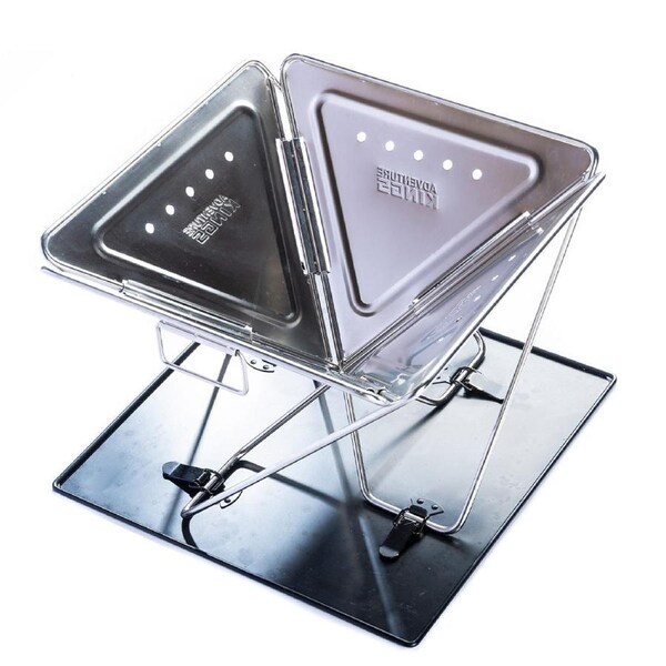 KINGS Portable Stainless Steel Folding Firepit 42 x 42 cm height 32cm has Baseplate and Storage Bag