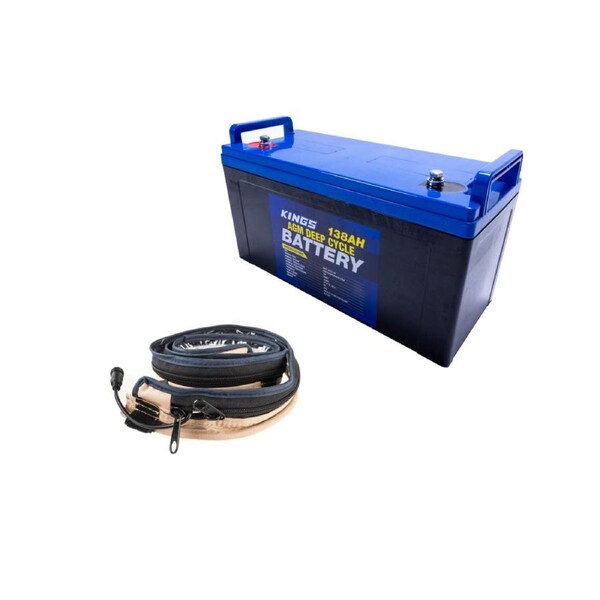 Adventure Kings 138Ah AGM Deep Cycle Battery + 1.3m LED Strip Light Camping 4WD