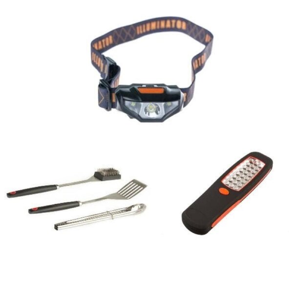 KINGS BBQ Tool Set + Illuminator 24 LED Work Light + Illuminator LED Head Torch