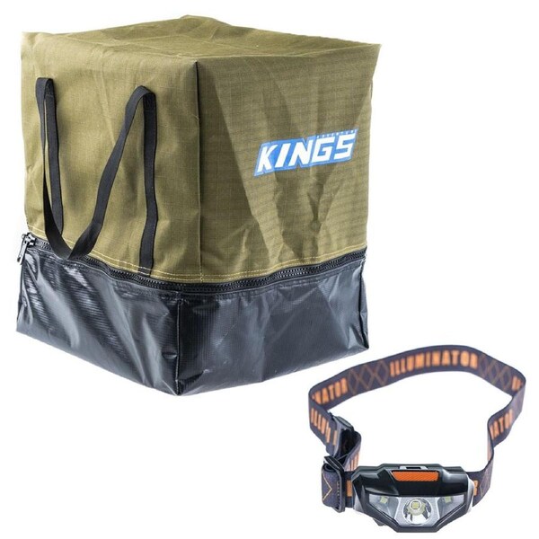 Adventure Kings Canvas Camping Toilet Bag PVC Base + LED Head Torch 70m range