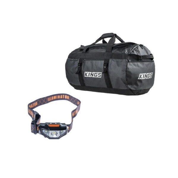 KINGS 80L Extra Large PVC Duffle Bag Camping Storage + Portable LED Head Torch