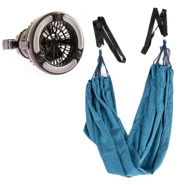 Adventure Kings Double Hammock Outdoor 4WD + Camping LED Light Fan Portable Lamp