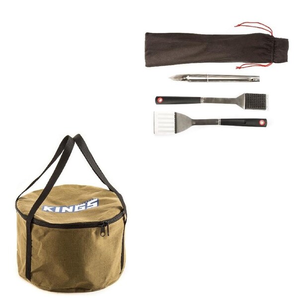 Adventure Kings Camp Oven Canvas Bag Storage + BBQ Tool Set Camping Picnic 4WD