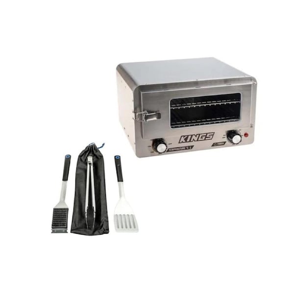 Adventure Kings 12v Portable Travel Camping Oven + Stainless Steel BBQ Tool Set
