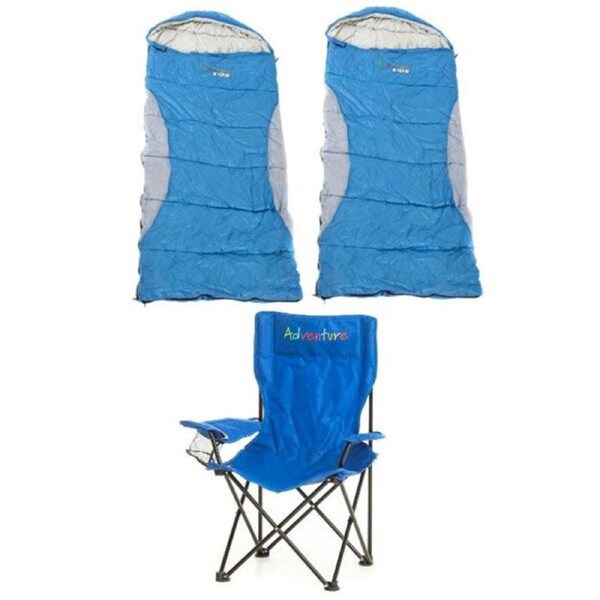 Adventure Kings Kids Camping Chair 600D Oxford Material + 2xKids Sleeping Bag