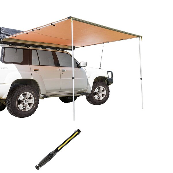 Adventure Kings 2x3m Car Side Awning + Rechargeable Lithium LED Work light SUV
