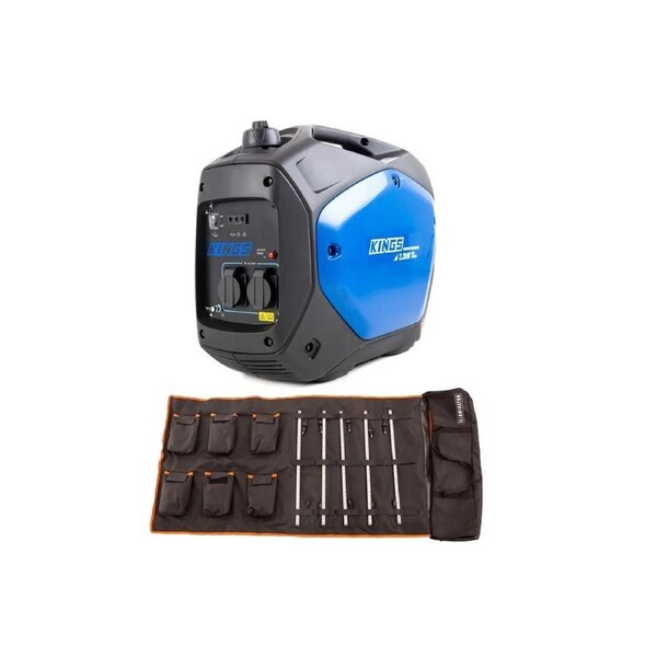KINGS 2.0 kVA Inverter Generator Portable Camping Petrol + 5 Bar Camp Light Kit