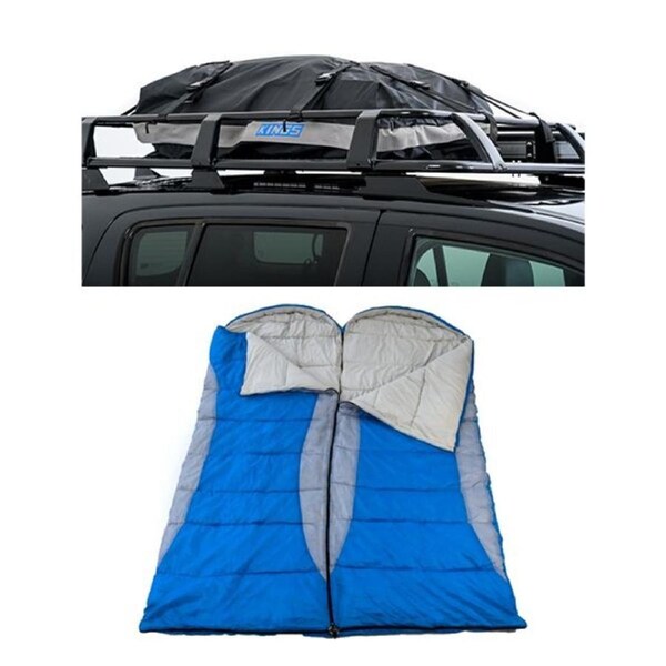 2x KINGS Hooded Sleeping Bag -2° + Half-Length Premium Waterproof Rooftop Bag