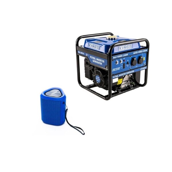 Adventure Kings 3.0kVA Inverter Generator + Outdoor Portable Bluetooth Speaker
