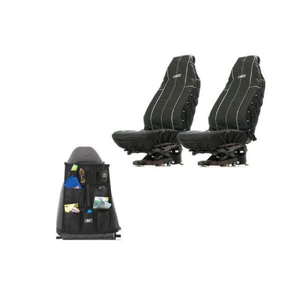KINGS Heavy Duty Car Seat Cover 4WD + Organiser 4x4 Offroad Storage Pouch Holder