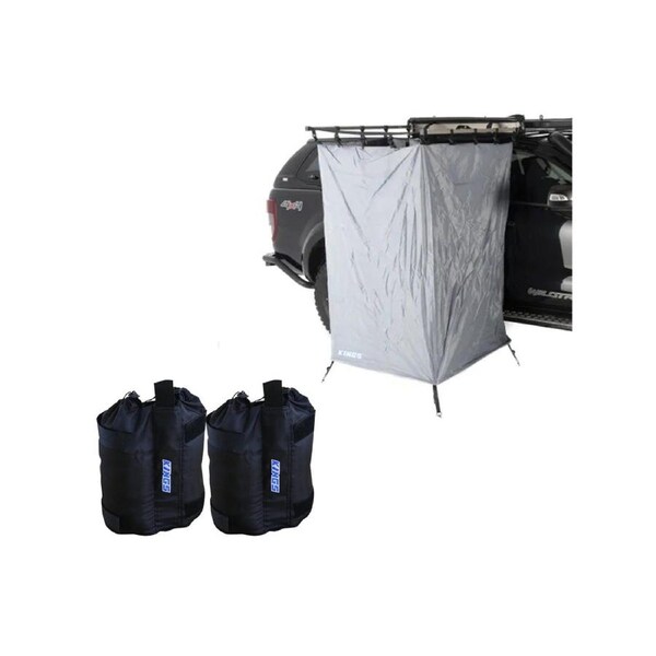Adventure Kings Car Awning Shower Tent Camping Ensuite + Sand Bag Kit (pair) 4WD