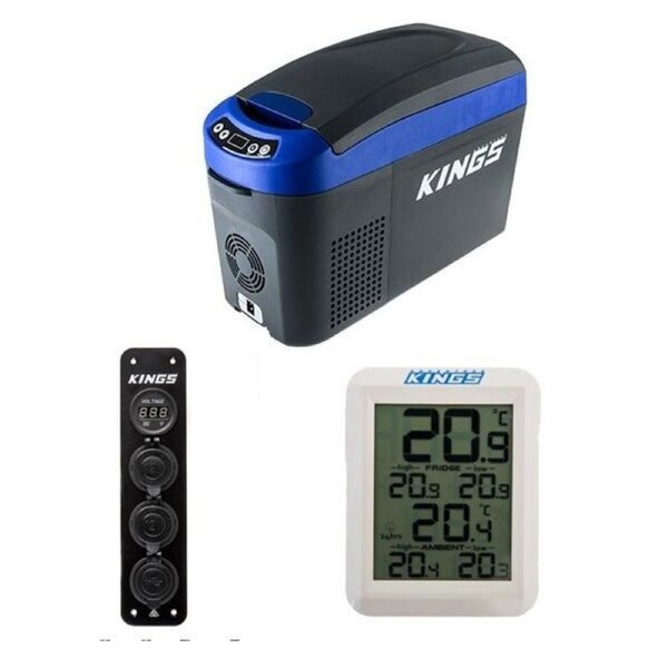 KINGS 15L Centre Console Fridge + Wireless Thermometer + 12V Accessory Panel
