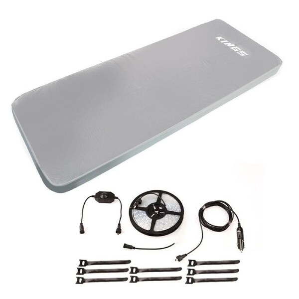 Adventure Kings Self-Inflating 100mm Foam Mattress Single + 4m LED Strip Light